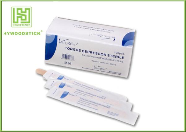 Paper Wrapped Disposable Wooden Tongue Depressor For Pharmacy 150 * 18 * 1.6mm