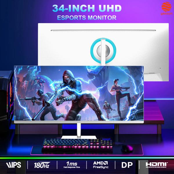 34 Inch Flat Gaming Monitor UHD PC Computer Monitor 3440x1440 Resolution OEM Logo