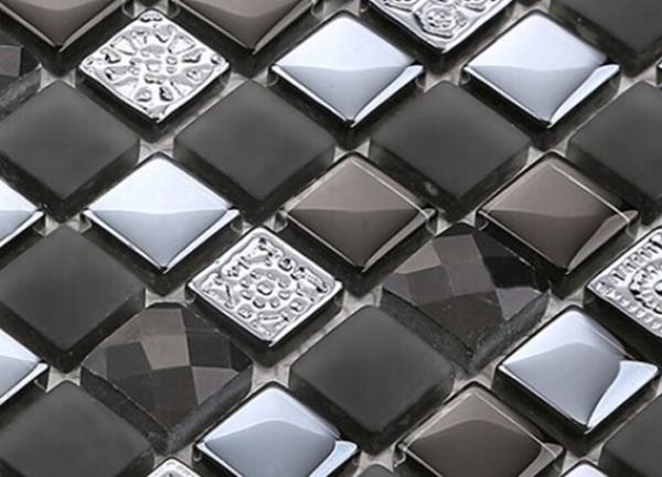 Diamond Crystal Plated Glass Kitchen Backsplash Mosaic Tiles 15 X 15mm
