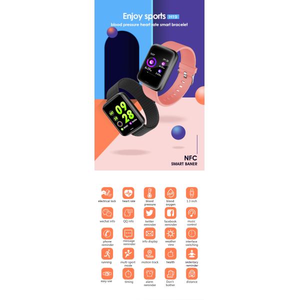 Браслет монитора кровяного давления OEM Smartwatch медицинского контроля Rfid H19