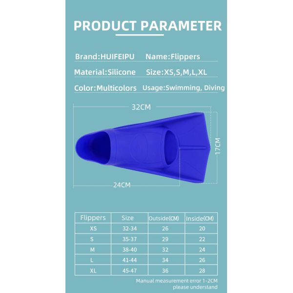 Silicone Durable Swim Flippers with Full Foot Design for Swimming and Training