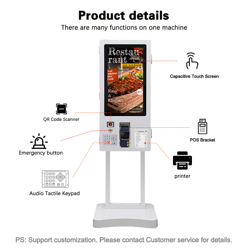 32 Inch ADA Compliant Wheelchair Accessible Height Adjustable Self Service Kiosk withTouchscreen Interactive Terminal