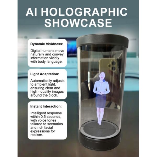 OEM 5.5 Inch Indoor 3D AI Digital Interactive Hologram Showcase Holographic Display Cabinet 170 Viewing Angle 500 cd