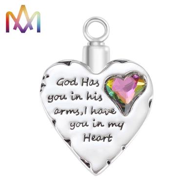 Cadmium Free 304 Stainless Steel Heart Cremation Necklace For Ashes