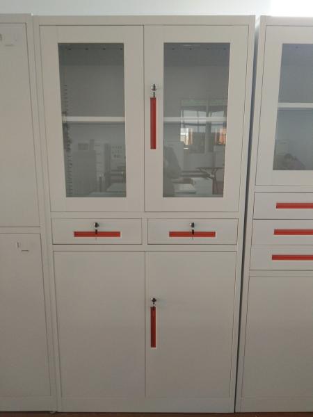 China K/D glass door steel cupboard cabinet FYD-W002, H900XW900XD400 mm,white color for office storage file