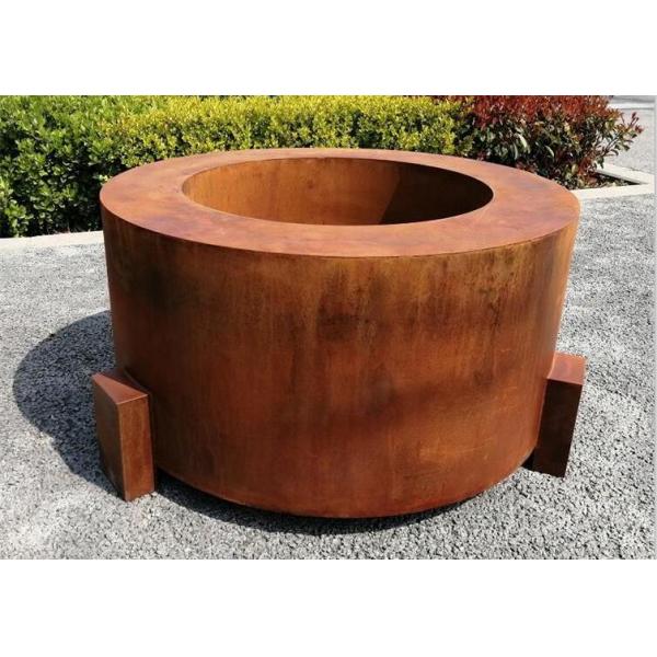 Round Outdoor Corten Steel Wood Burning Fire Table Grill for Camping Cooking BBQ