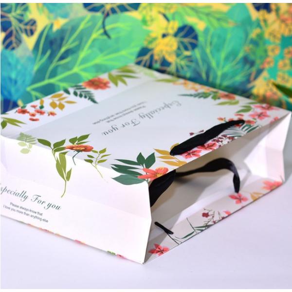 Винтажные листья напечатали сумки подарка с ручками ленты