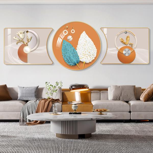 Waterproof Canvas Crystal Porcelain Painting 3 Pieces Fortune Tree Elk For Home Hotel Decor