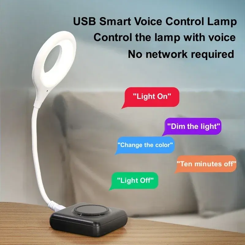 Offline voice control,Three color temperature adjustment,USB portable smart desk lamp (desk/bedside/reading/camping)