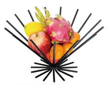 Living room accessories circular shape powder coated kitchen metal storage fruit basket