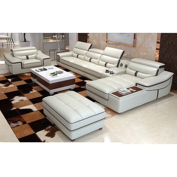 Modern Villa Modular L Shape Living Room Sofa Set Home Furniture Leisure Corner Luxury Leather Sectional Sofa