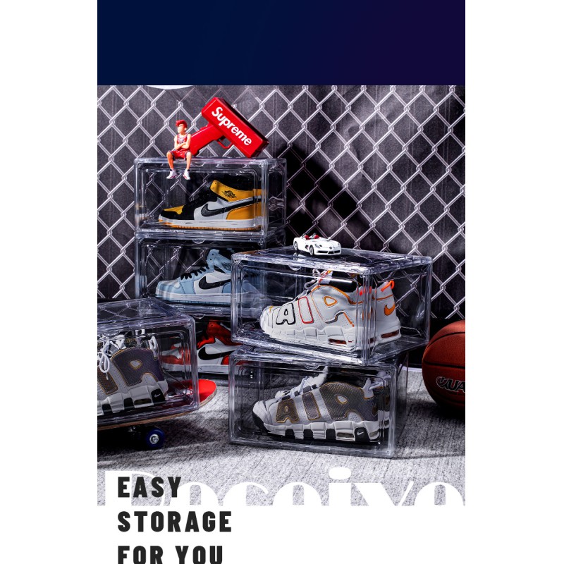 Modern Thickened Transparent Shoe Box Magnetic Flip Cover for Dustproof Sneaker Storage Display