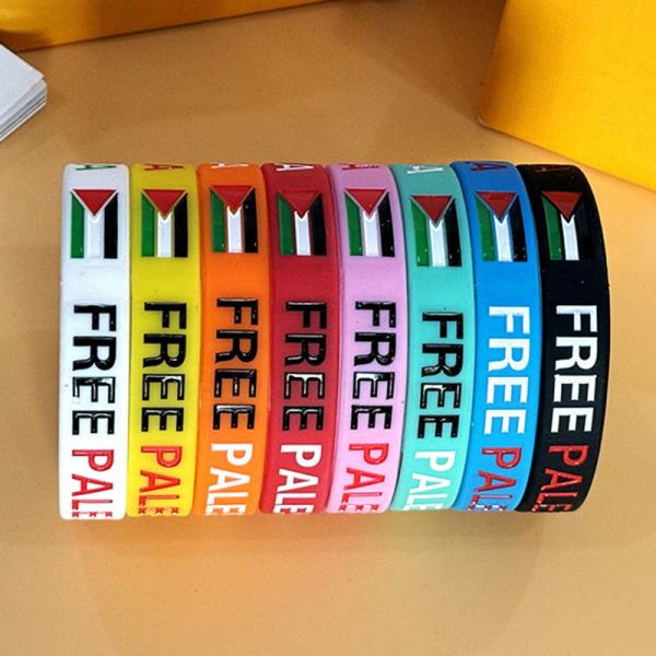 Silicone Slogan Watchword Printed Wristbands Custom Flag Free Palestine Save Gaza Souvenir Silicone Wristbands