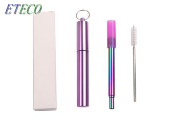 Pure Color Telescopic Stainless Steel Straws For Cold Beverage Drinking