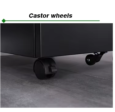 Modern 3-Drawer Metal File Cabinet Black Versatile Home Office Bedroom School Warehouse Gym Workshop Hotel Hospital Use