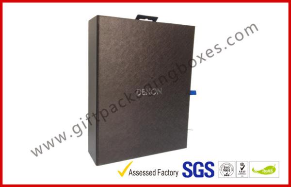 Embossed Black Fake Leather Square Luxury Gift Boxes , Silver Hot Stamping Fake Fur packaging