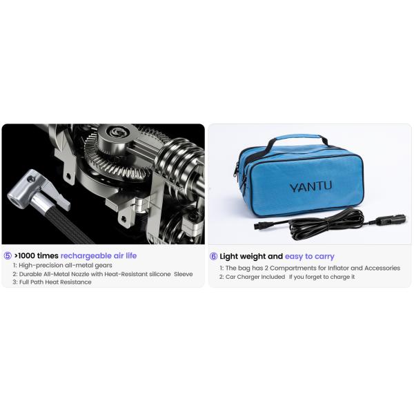 Effortlessly Inflate Your Car Tires with YANTU A22 Double Cylinder Cordless Tyre Pump