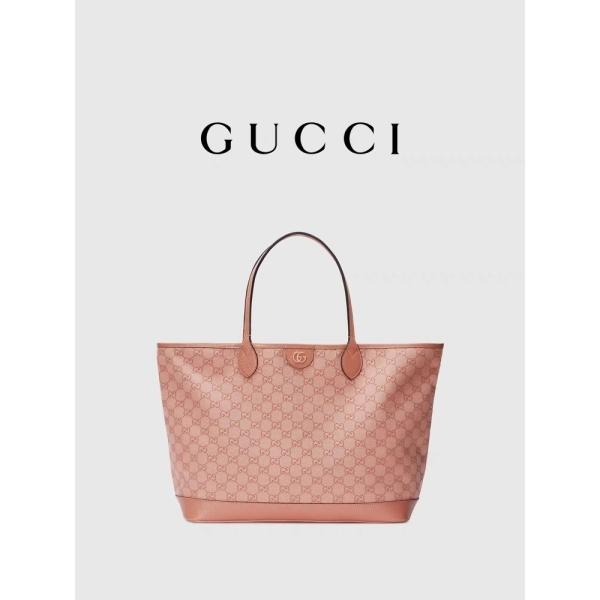 Pink Canvas Gucci Ophidia GG Medium Tote Shoulder Bag For Business Travelling