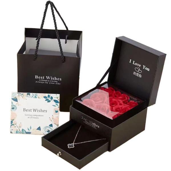 Recyclable Gift Rose Double Corrugated Cardboard Drawer Box With Window