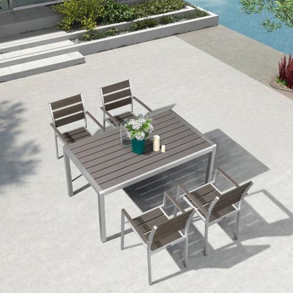 Hotel Garden Dining Furniture Modern All Weather Durable Aluminum Table And Chair Set