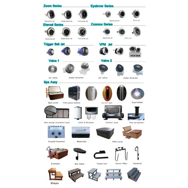 Banheira de hidromassagem exterior do redemoinho de 10 pessoas do ISO da associação retangular luxuosa dos termas da natação 2*3KW