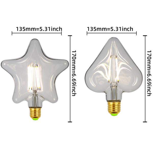 Шарики 220V 2W 4W СИД ретро Edison пятиконечной звезды S135 E27 привели шарик нити