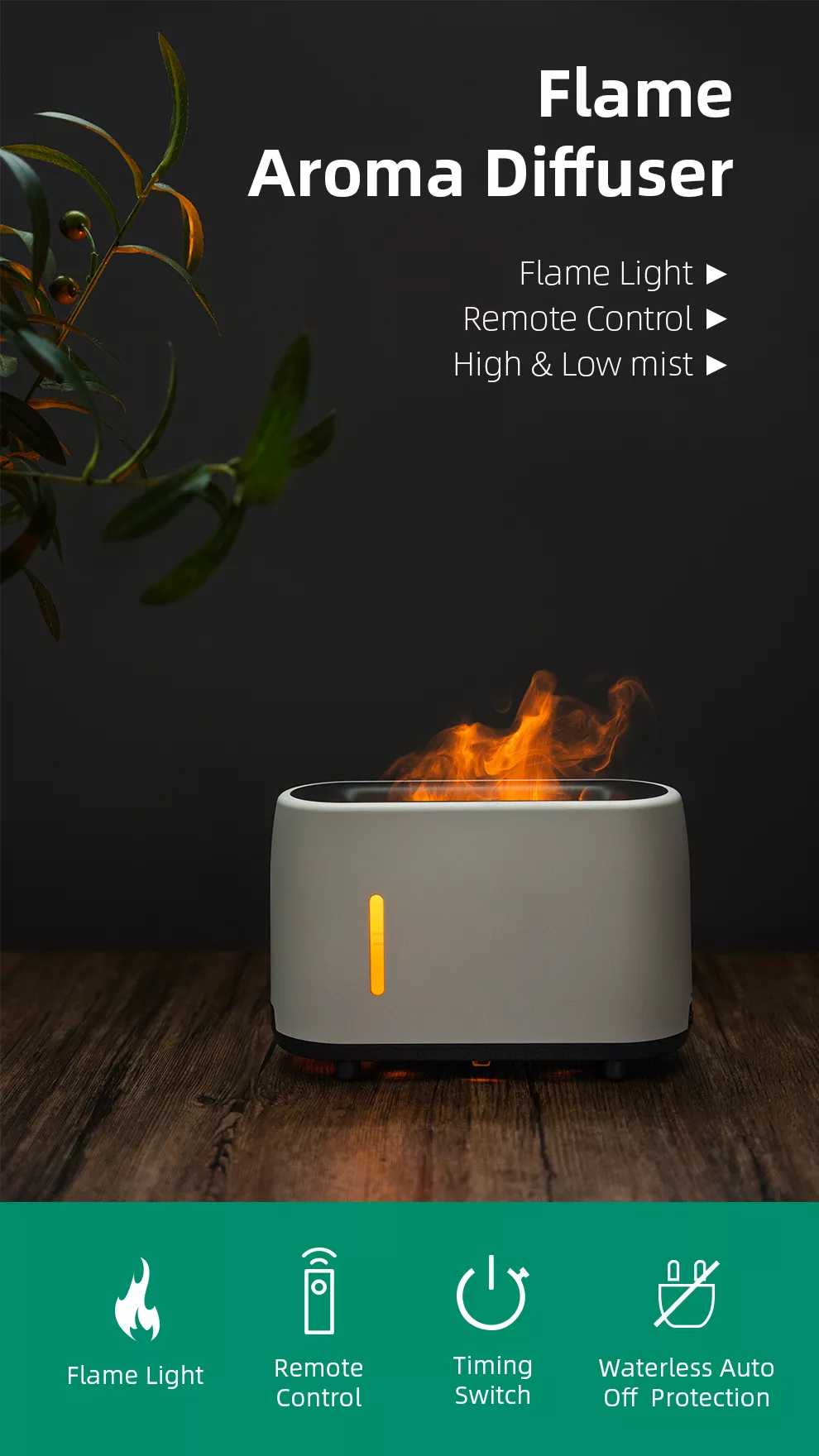 Best Flame Air Mist Humidifier Diffuser 240ml Fire Flame Ultrasonic Aroma Essential Oil Diffuser for Hotels Households Gift