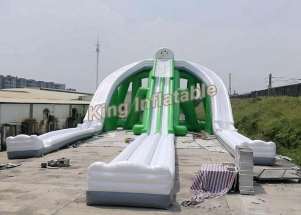Giant Green Exciting Trippo Inflatable Water Slide With 3 Lane For Adult