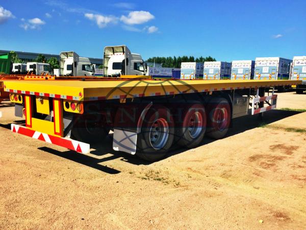 Container 48 FT Flatbed Trailer , Standard FUWA Tri Axle Flatbed Trailer