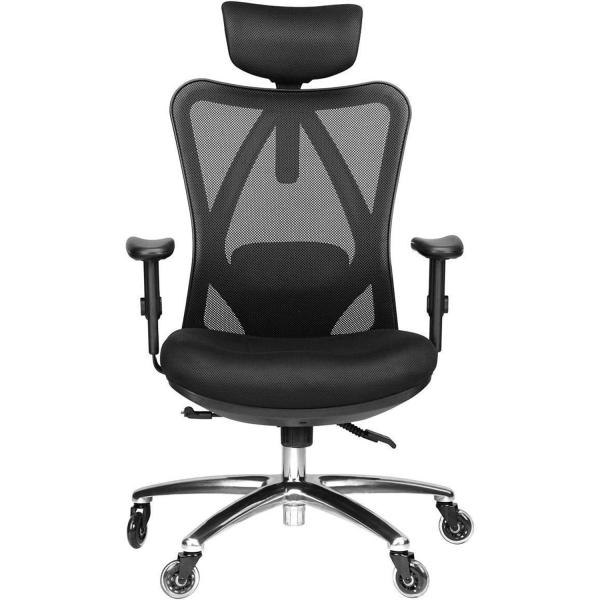 Thickened Seat Cushion Ergonomic Home Computer Desk Chair with Lumbar Support Headrest and Armrests