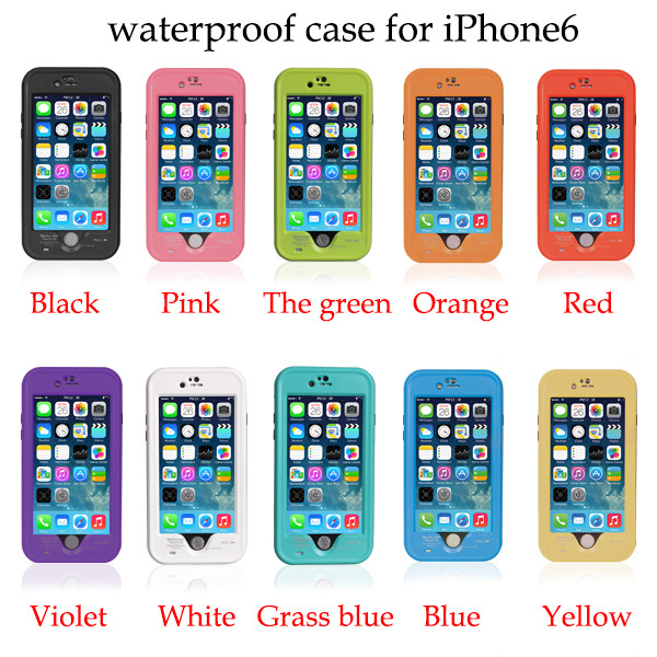 Waterproof Mobile Phone Case for iPhone 6 4.7”, Attached Screen Protector(10 colors)