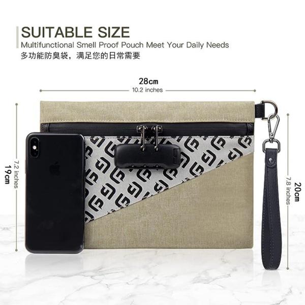 Smell Proof Bags with Combination Lock,Carbon Lined Odor Proof Pouch 10.2 x 7.2 inches Medicine Lock Bag Travel Storage