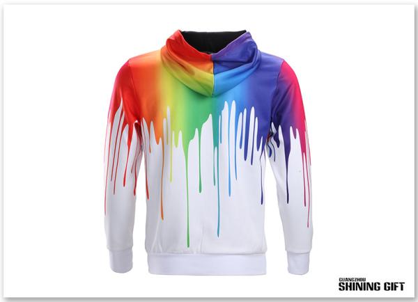 Graffiti Painting Drops Printed Long Sleeve Pockets Slim Pullover Hoodie Sweatshirt