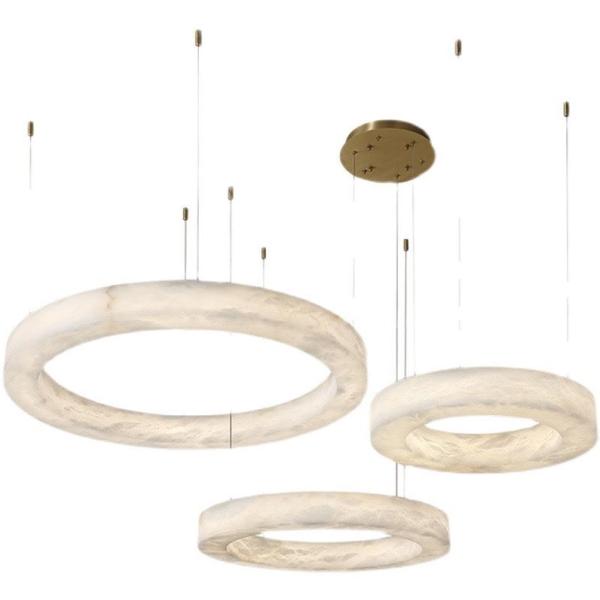 Скандинавский современный кольцо испанский алабастр камень латунь подвесная лампа люстра для гостиной