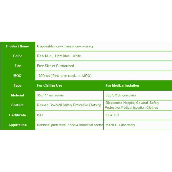 Couvertures respirables imperméables non tissées jetables de chaussure