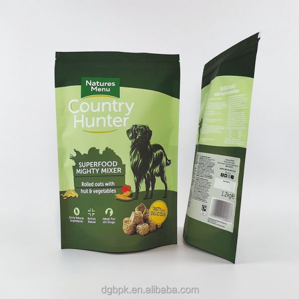 Custom Printed PE PET+PE Stand up Pouches for Dog Pet Food 5kg/10kg/15kg Sizes Reusable Zipper Top Recyclable