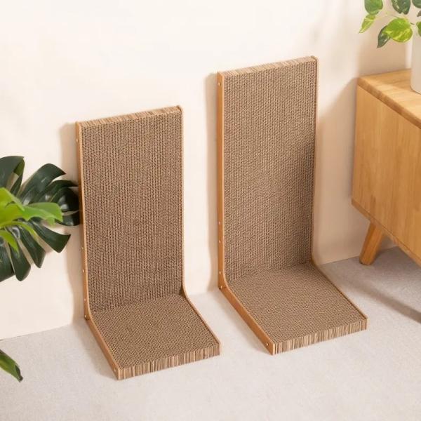 OEM L Shape Cat Scratcher Detachable Vertical Cardboard Cat Scratcher