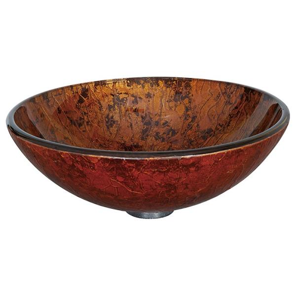 Красная круглая стеклянная раковина Bathroom текстурировала внешний чертеж руки с фольгой