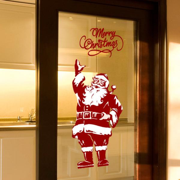 Multi Size Santa Claus Stat Holiday PVC Wall Sticker Home Decoration Eco - Friendly