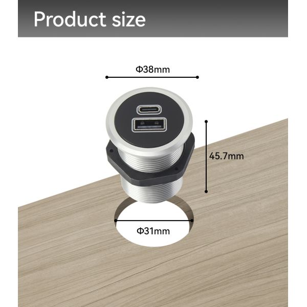 Sofa Desk Grommet Usb Hub Wireless Charger QC3.0 For Sofa Bed Couch 31mm