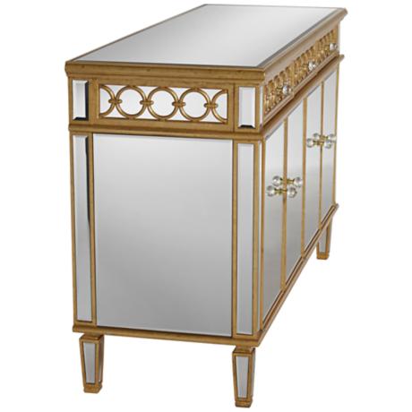 Living Room Cabinet Modern 4 Drawers 4 Doors Buffet Cabinet Table with Mirrored Finish