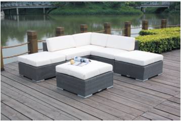 6-piece  L shape rattan wicker outdoor furniture modular sofa commercial furniture-YS5755