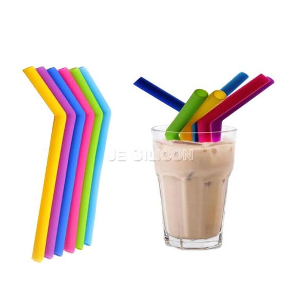 Bent Straight Candy Color Food Grade Silicone Straws Bacteria Resistant