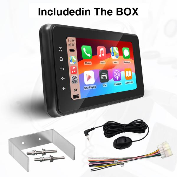 8 Inch Marine Boat Stereo Waterproof IP6X With Wireless CarPlay Android Auto For Marine Golf Cart Motorcycle
