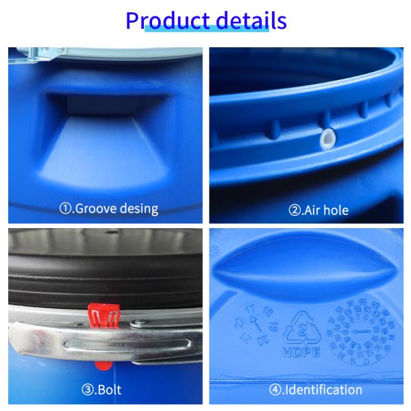 Round Plastic HDPE 100% 120l Blue Chemical Barrel Open Top