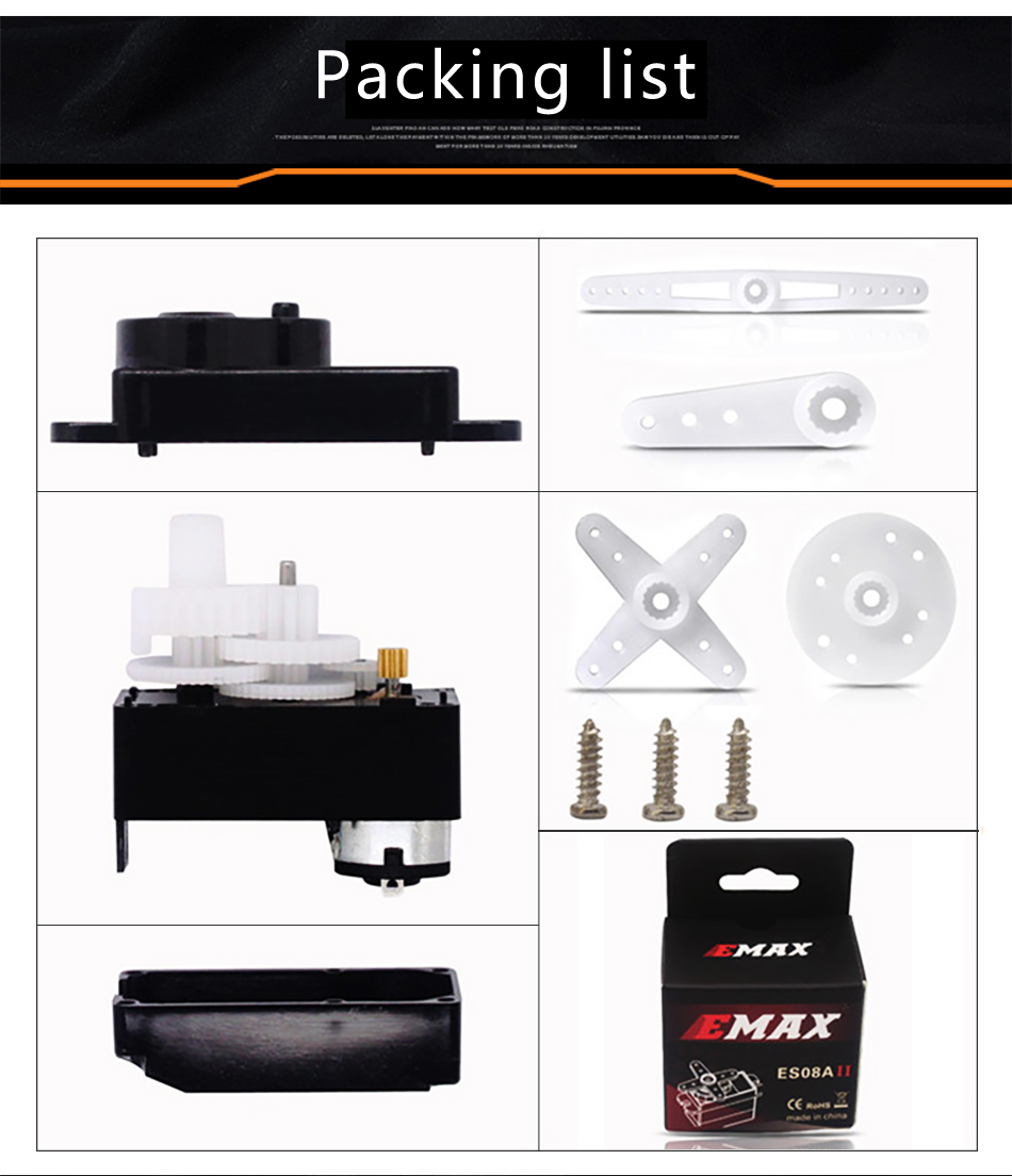 For EMAX ES08A II 9g Analog Mini Servo Plastic Gear Motors for RC Models Fixed Wing 3D Airplane DIY Parts