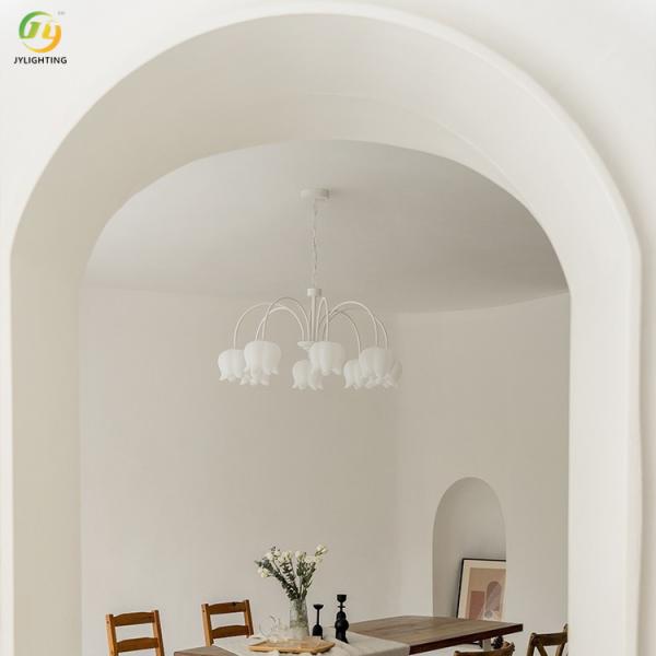 JYLIGHTING Lys blanc de la vallée lustre salon de style crème française design artistique simple lumière chaude chambre à coucher de luxe lampe suspendue moderne