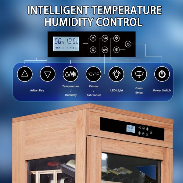 Sleek Design Solid Wood Frame Kitchen Wine Cooler with 60 Bottle Capacity