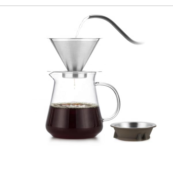 Convenient and Durable 600ml Heat Resistant Glass Pour Over Coffee Maker with Filter