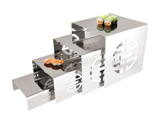 Engraving Stainless steel buffet display stand SHKT-7024,metal buffet